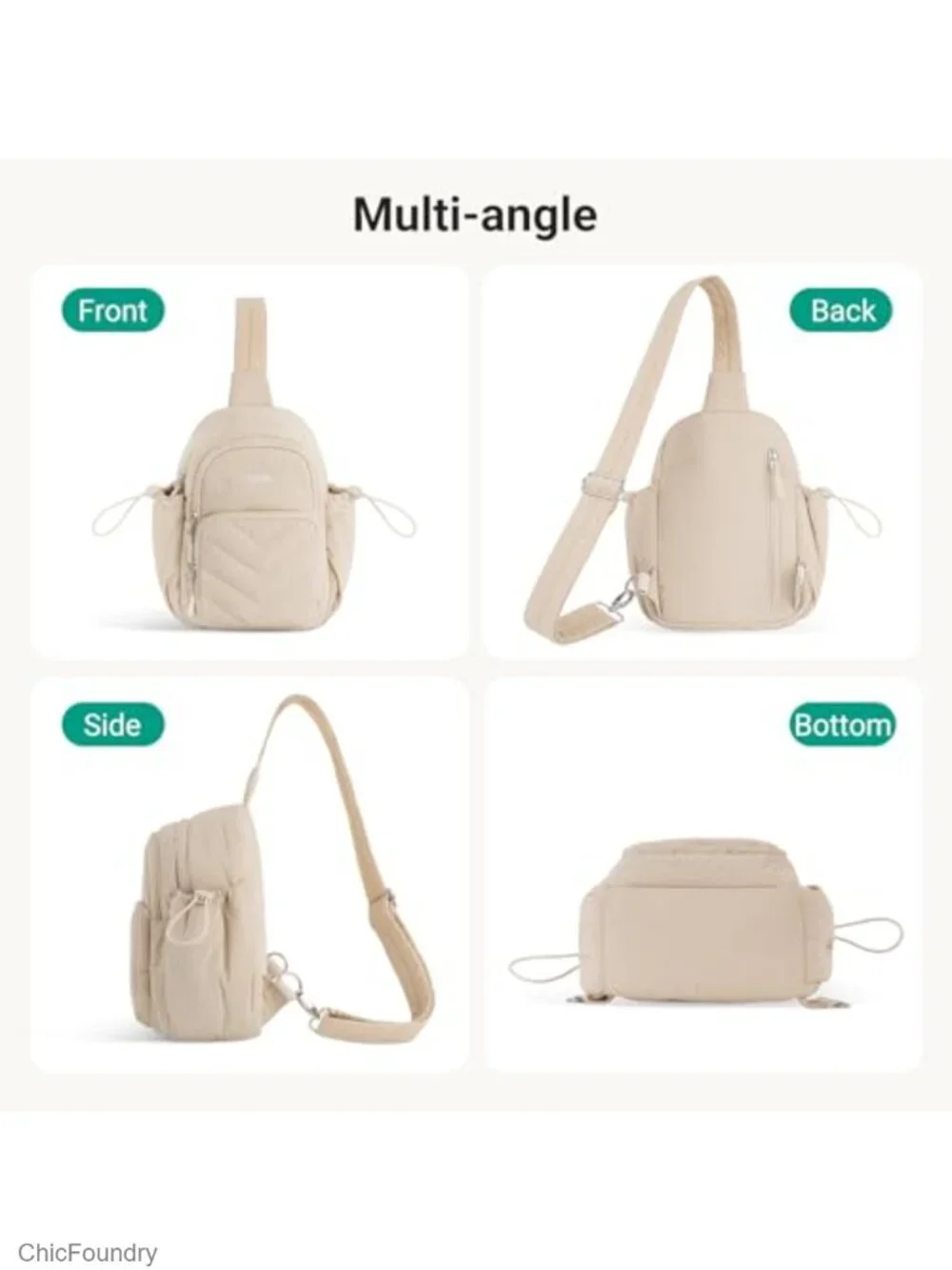 Puffer Crossbody Sling Bag for Women - Lightweight Polyester Anti-Theft Hiking